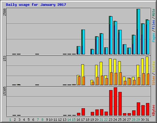 Daily usage for January 2017